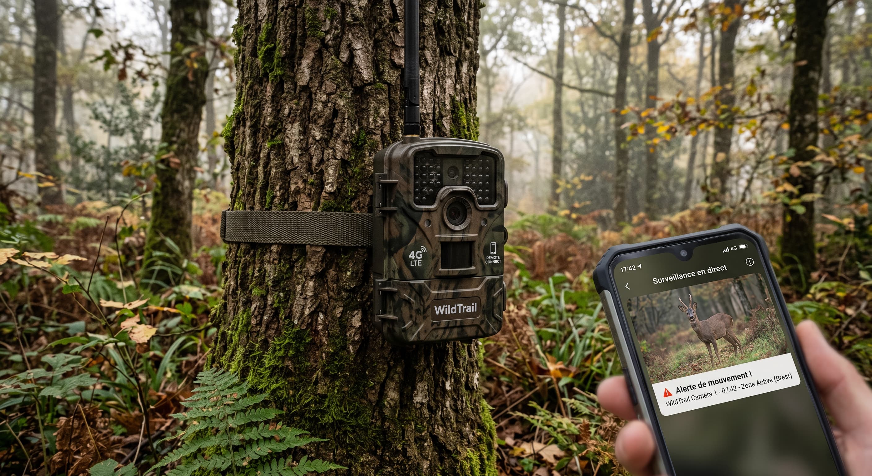 Caméra de chasse connectée WildTrail pour surveillance à distance